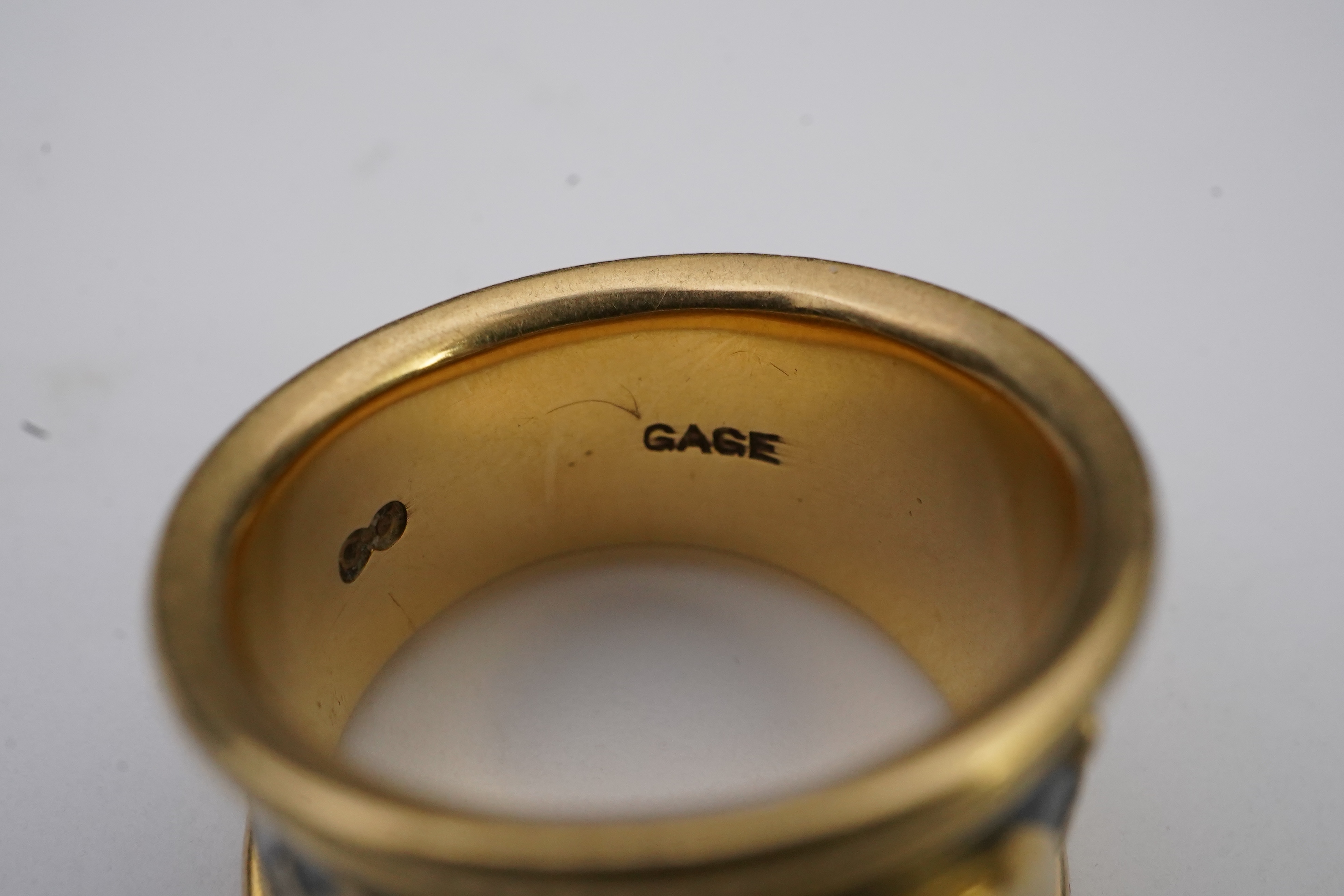 Elizabeth Gage, an enamel zodiac 'Virgo' ring, circa 1990